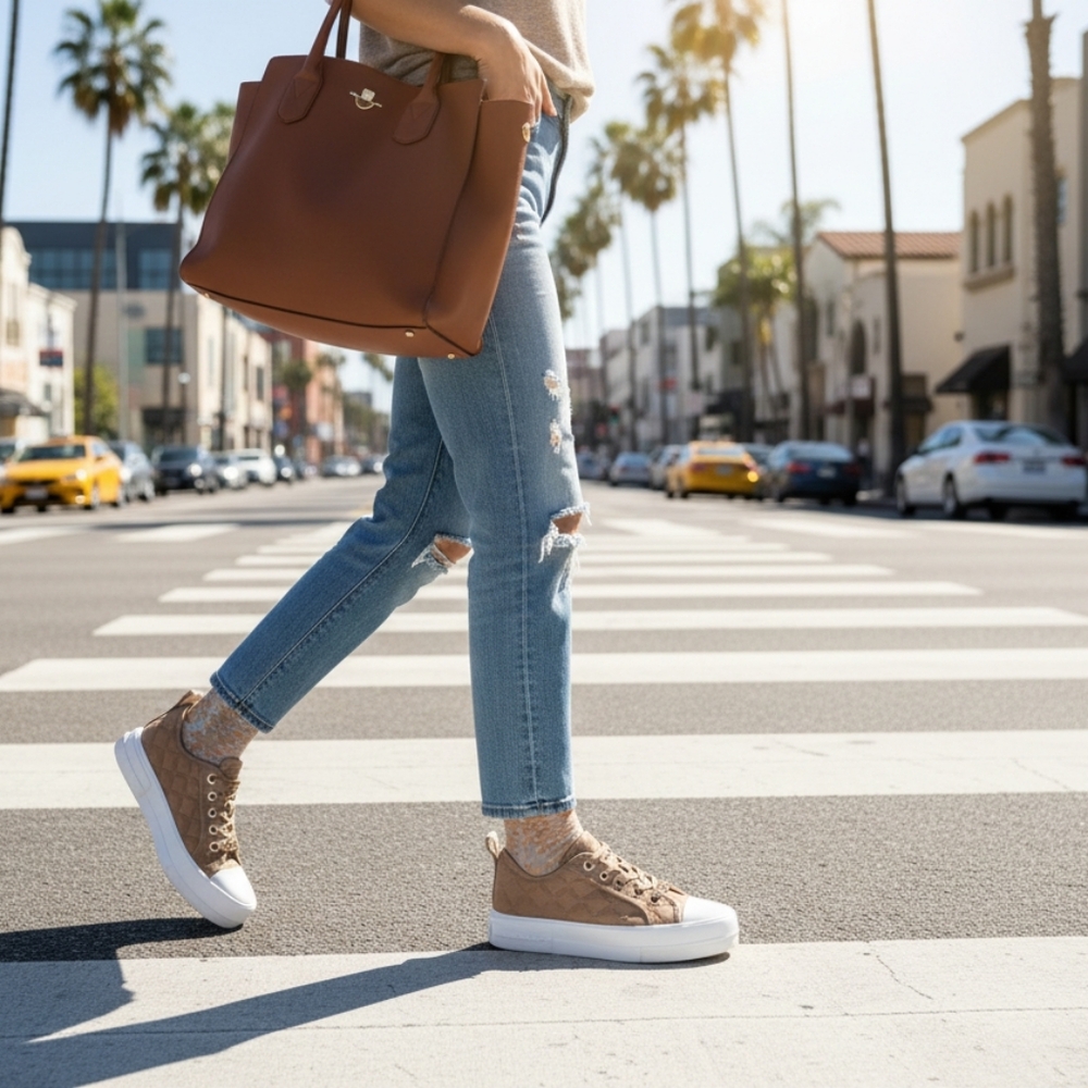 MICHAEL Michael Kors Evy Empire Logo Embossed Suede Sneaker Women's Size 7. - Picture 4 of 8